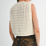 IN SESSION CHUNKY KNIT GOLD DETAIL SWEATER VEST