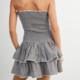 GETTING CLOSER BROWN GINGHAM MINI DRESS