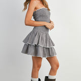GETTING CLOSER BROWN GINGHAM MINI DRESS