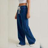 NO DOUBT TIE WAIST DENIM PANTS