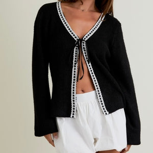 THATS THE WAY IT GOES CONTRAST OPEN FRONT CARDIGAN