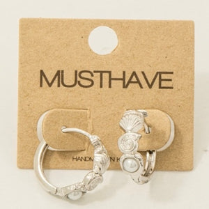WHITE GOLD DIPPED SEA LIFE HOOP EARRINGS