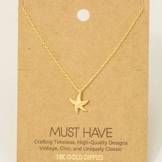 18K GOLD STARFISH NECKLACE