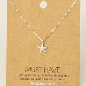 RHODIUM PLATED STARFISH NECKLACE