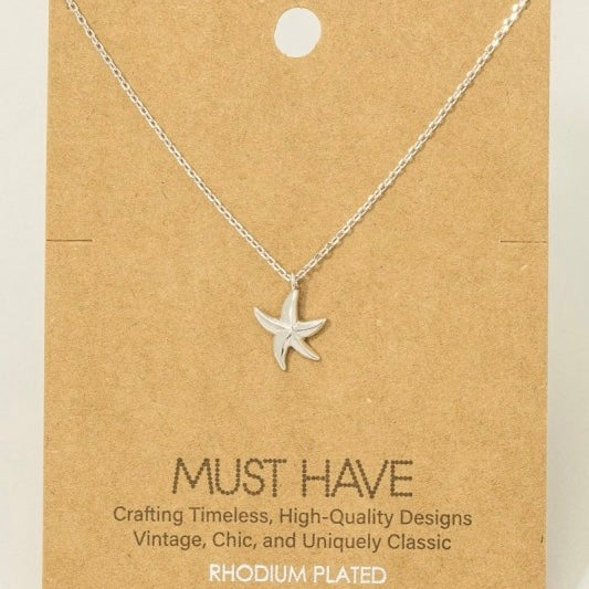 RHODIUM PLATED STARFISH NECKLACE