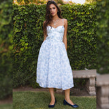 THE MOMENT BLUE FLORAL MIDI DRESS