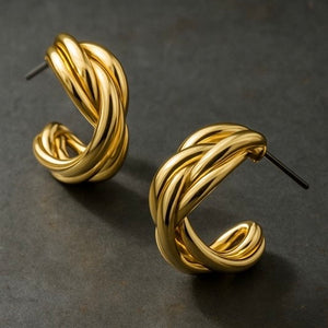 TAMARA INTERTWINED GOLD HOOP EARRINGS