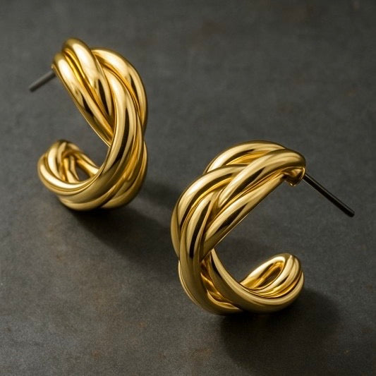TAMARA INTERTWINED GOLD HOOP EARRINGS