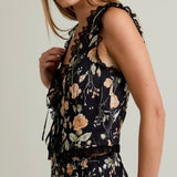 INTO THE GARDEN FLORAL LACE TRIM TANK TOP