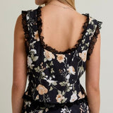 INTO THE GARDEN FLORAL LACE TRIM TANK TOP