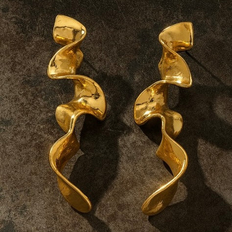 VIOLETTA GOLD ABSTRACT DROP EARRINGS