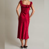 TIS THE SEASON RED MIDI DRESS