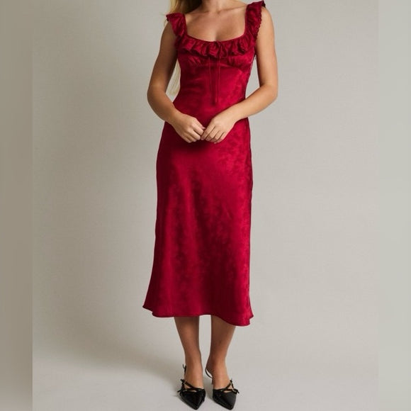 TIS THE SEASON RED MIDI DRESS