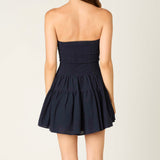 STILL INTO YOU NAVY STRAPLESS DRESS
