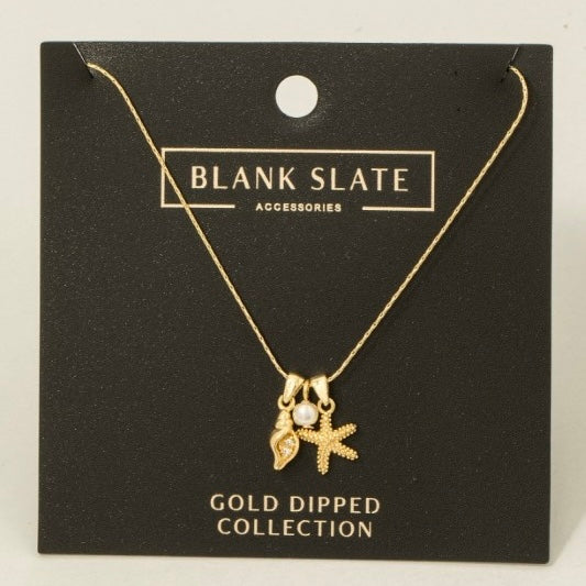 GOLD DIPPED SEA LIFE CHARM NECKLACE