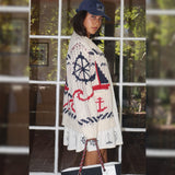 OPEN OCEAN HEAVY KNIT NAUTICAL ZIP UP SWEATER