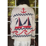 OPEN OCEAN HEAVY KNIT NAUTICAL ZIP UP SWEATER