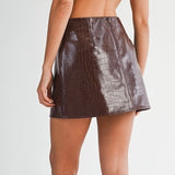 FRONT ROW BROWN FAUX LEATHER MINI SKIRT