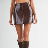 FRONT ROW BROWN FAUX LEATHER MINI SKIRT