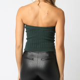 GET COZY DARK GREEN KNIT TUBE TOP