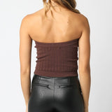 GET COZY BROWN KNIT TUBE TOP