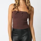 GET COZY BROWN KNIT TUBE TOP