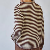 LITTLE LOVE BROWN STRIPED KNIT SWEATER