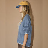 BLUE KNIT SHELL SWEATER