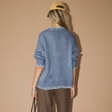 BLUE KNIT SHELL SWEATER