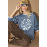 BLUE KNIT SHELL SWEATER