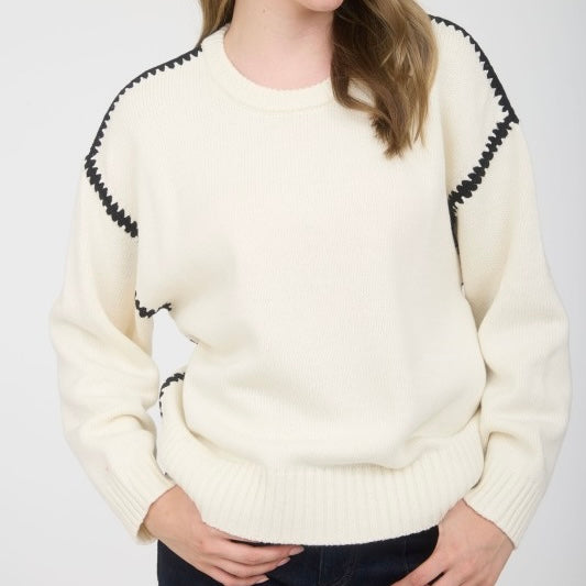 COMPARE AND CONTRAST OUT STITCH SWEATER