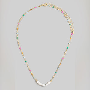 SAFFRON MULTI COLOR BEADED PEARL NECKLACE