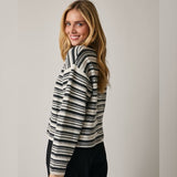 PLAYING AROUND GRAY AND WHITE KNIT SWEATER