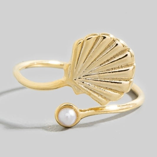 WREN SEASHELL AND PEARL WRAP RING