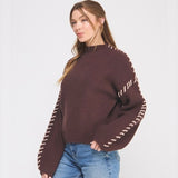 BOOK WORM BROWN OUT STITCH SWEATER