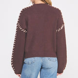 BOOK WORM BROWN OUT STITCH SWEATER