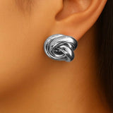 14K WHITE GOLD KNOT EARRINGS