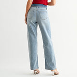 JBD FOLDED WAIST LIGHT WASH DENIM JEANS