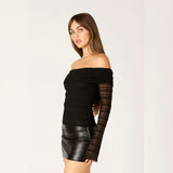 GOOD TASTE BLACK OFF SHOULDER LONG SLEEVE TOP