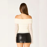 GOOD TASTE WHITE OFF SHOULDER LONG SLEEVE TOP