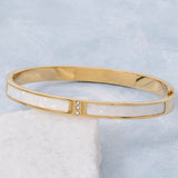 STAINLESS STEEL MOTHER OF PEARL BRACELET