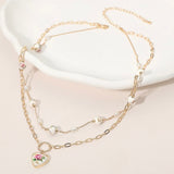 MILLIE PINK LAYERED CERAMIC HEART NECKLACE