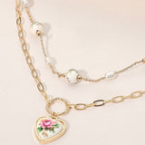 MILLIE PINK LAYERED CERAMIC HEART NECKLACE