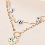 MILLIE BLUE LAYERED CERAMIC HEART NECKLACE