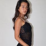 NIGHT ON THE TOWN SHEER LACE TANK TOP