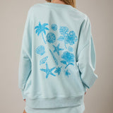 PALM SPRINGS BLUE COASTAL EMBROIDERED SWEATSHIRT