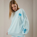 PALM SPRINGS BLUE COASTAL EMBROIDERED SWEATSHIRT