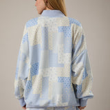 ALL PATCHED UP QUILTED MOCK NECK SWEATSHIRT