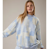 ALL PATCHED UP QUILTED MOCK NECK SWEATSHIRT