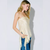 LEAVE YOU HANGING LIGHT YELLOW LACE STRAPLESS TOP